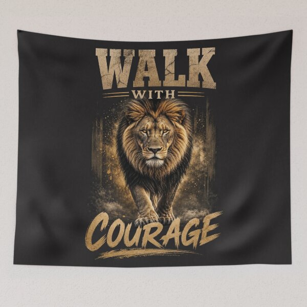Item preview, Walk With Courage Bold Lion Motivational Quote designed and sold by Bennie Singh.