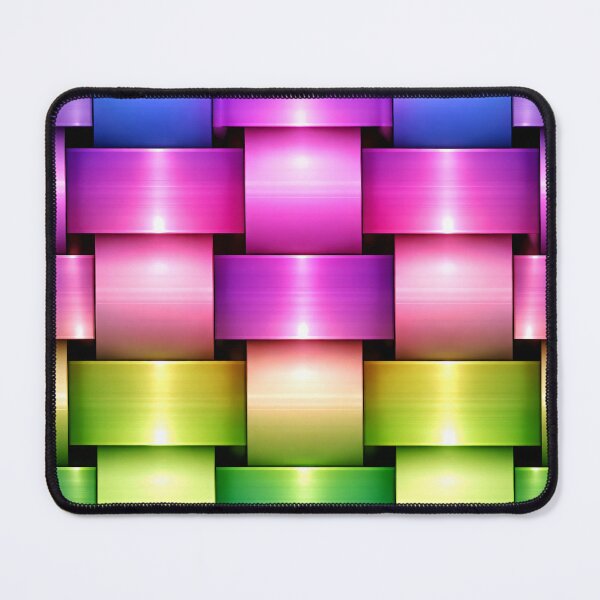 Item preview, Neon Rainbow Woven Blocks – Colorful Metallic 3D Geometric Pattern designed and sold by Kaleidoscope Print.