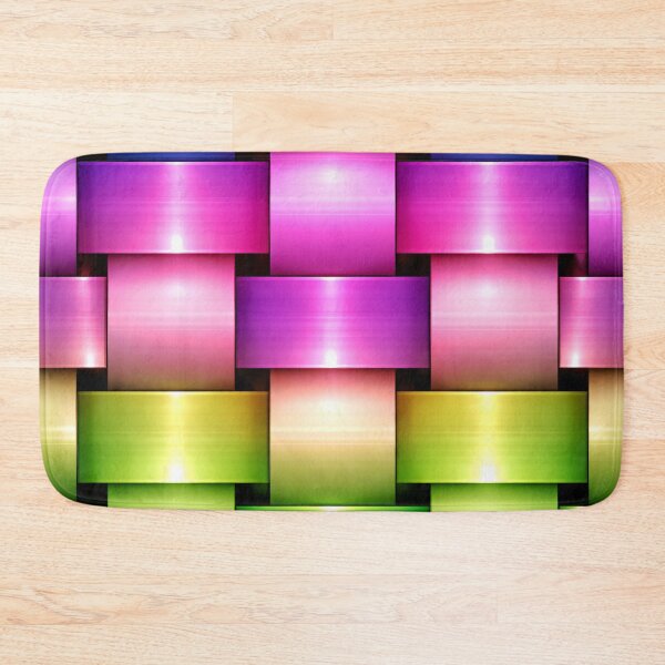 Item preview, Neon Rainbow Woven Blocks – Colorful Metallic 3D Geometric Pattern designed and sold by Kaleidoscope Print.