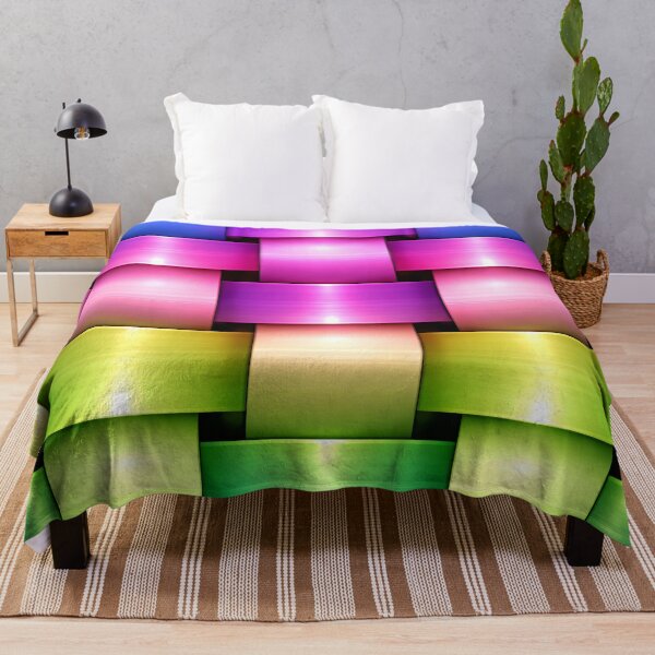 Item preview, Neon Rainbow Woven Blocks – Colorful Metallic 3D Geometric Pattern designed and sold by Kaleidoscope Print.