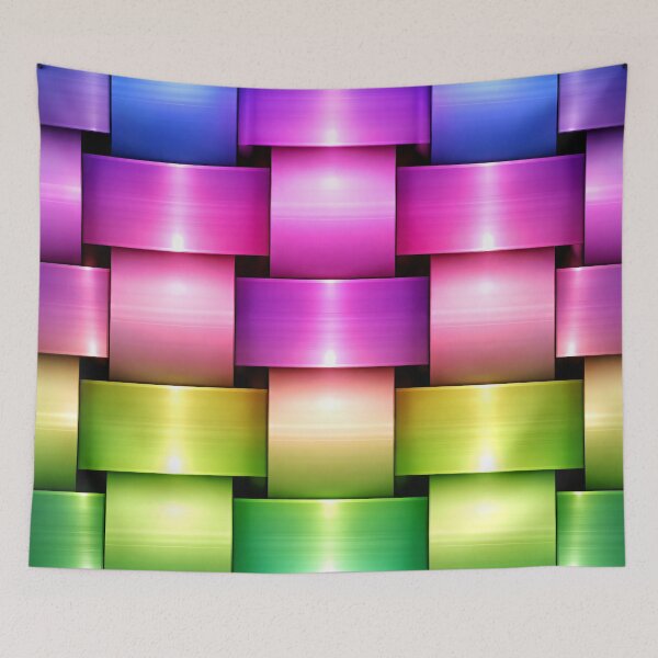 Item preview, Neon Rainbow Woven Blocks – Colorful Metallic 3D Geometric Pattern designed and sold by Kaleidoscope Print.