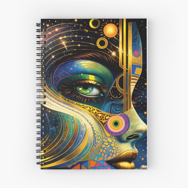 Item preview, Cosmic Woman Face with Green Eye – Celestial Surreal Fantasy Art Print designed and sold by Kaleidoscope Print.