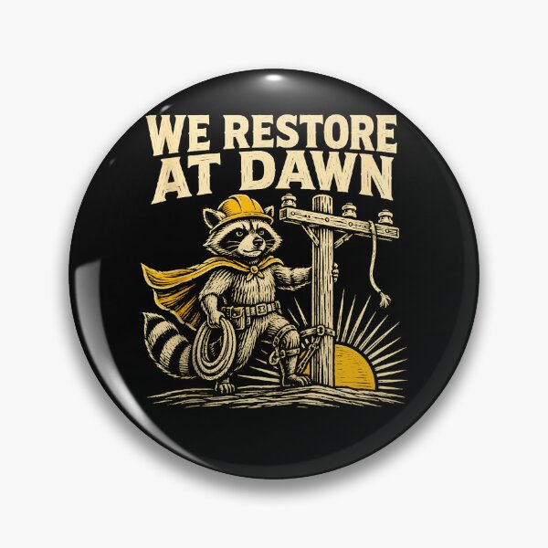 Item preview, We Restore At Dawn Raccoon Lineman Hard Hat Utility Worker Fan Apparel designed and sold by slmfams.