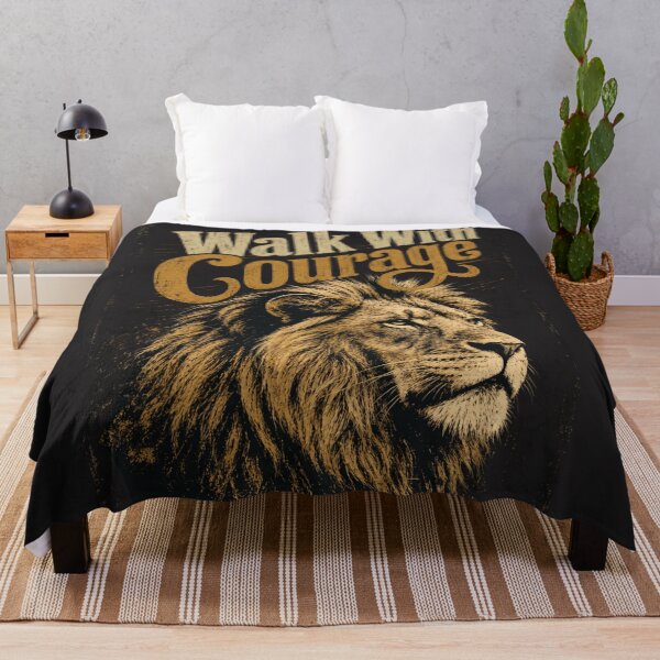 Item preview, Vintage Distressed Walk With Courage Lion Motivational Quote designed and sold by Bennie Singh.