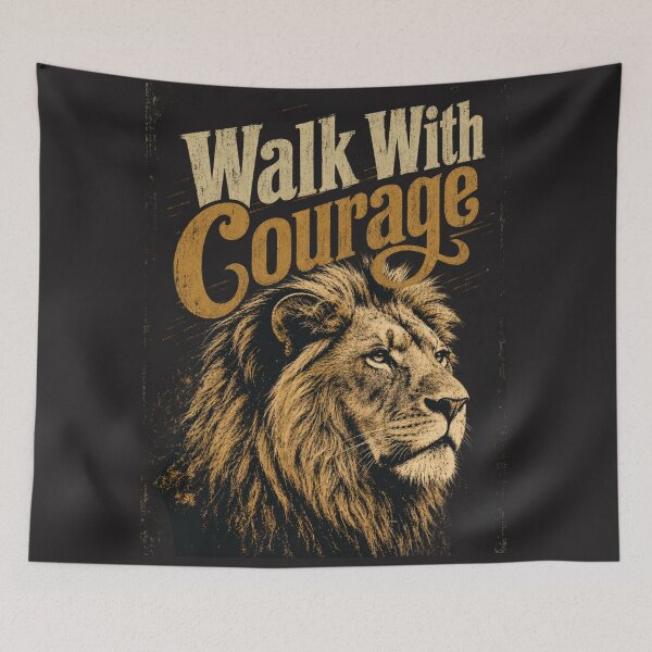 Item preview, Vintage Distressed Walk With Courage Lion Motivational Quote designed and sold by Bennie Singh.