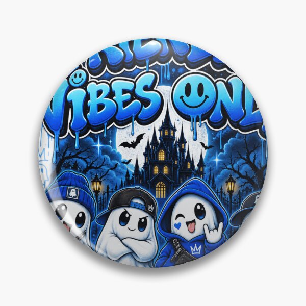 Item preview, Friendly Vibes Only - Blue Graffiti Ghost Gang Halloween designed and sold by WearTheVibe Store.