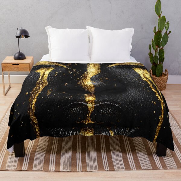 Item preview, Black and Gold Woman Face – Luxury Abstract Glamour Portrait Art Print designed and sold by Kaleidoscope Print.