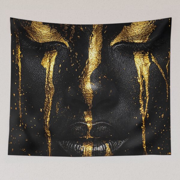 Item preview, Black and Gold Woman Face – Luxury Abstract Glamour Portrait Art Print designed and sold by Kaleidoscope Print.