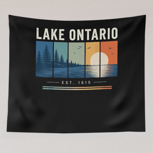 Item preview, Lake Ontario Est 1615 Four Panel Sunset Timeline Nature Scene Fan Apparel designed and sold by slmfams.