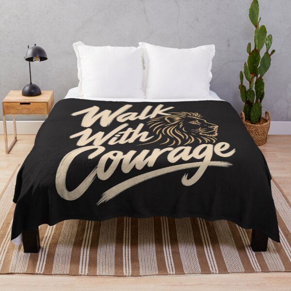 Item preview, Minimalist Walk With Courage Lion Line Art Motivational Quote designed and sold by Bennie Singh.