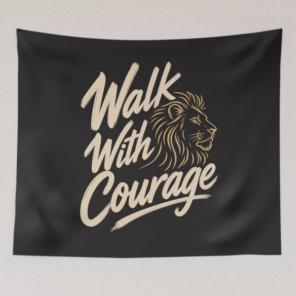 Item preview, Minimalist Walk With Courage Lion Line Art Motivational Quote designed and sold by Bennie Singh.