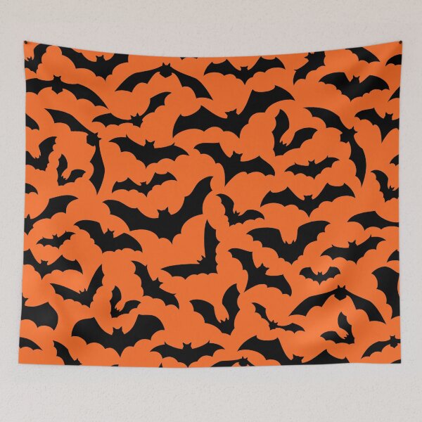 Item preview, Vampire Flight at Dusk – Bold Spooky Bats Pattern | Orange designed and sold by Frohyou.
