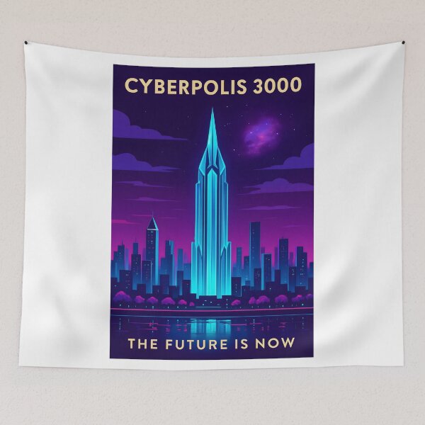 Item preview, Cyberpolis 3000 Futuristic Cyberpunk City Skyline Poster designed and sold by Pyt27.
