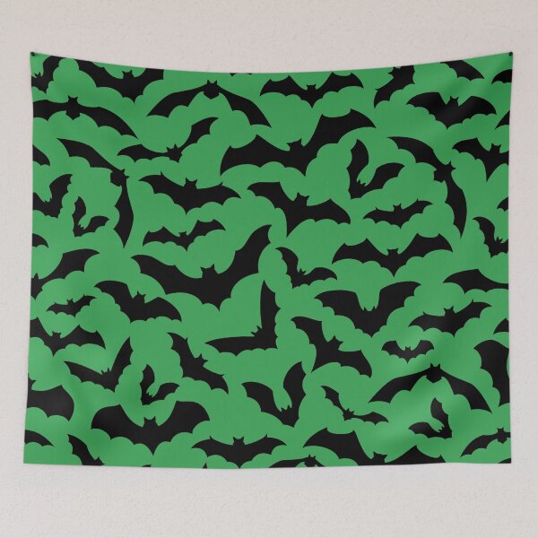 Item preview, Vampire Flight at Dusk – Bold Spooky Bats Pattern | Green designed and sold by Frohyou.