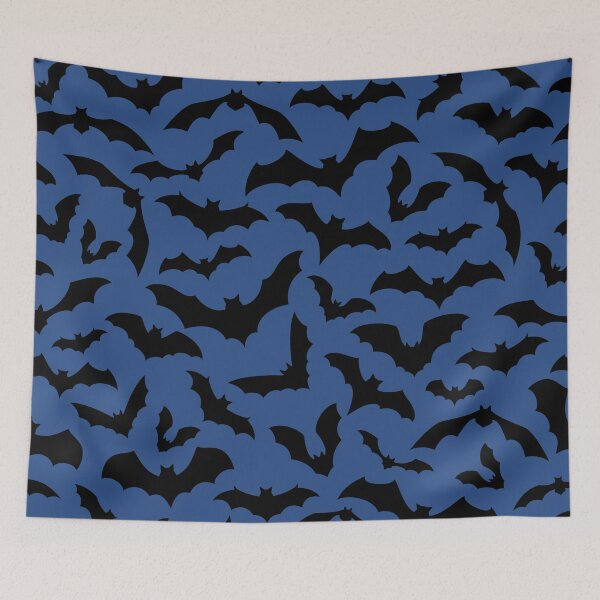 Item preview, Vampire Flight at Dusk – Bold Spooky Bats Pattern | Blue designed and sold by Frohyou.