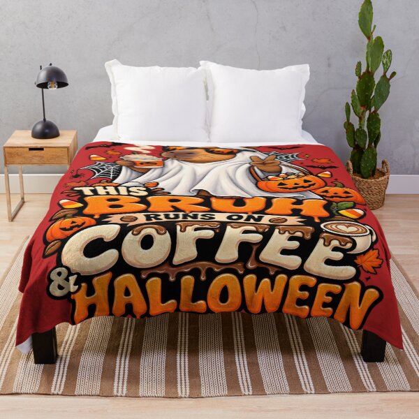 Item preview, This Bruh Runs On Coffee And Halloween Capybara Art designed and sold by DailySparks.