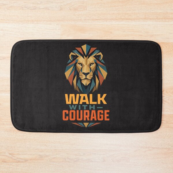 Item preview, Geometric Walk With Courage Lion Poly Art Motivational Quote designed and sold by Bennie Singh.