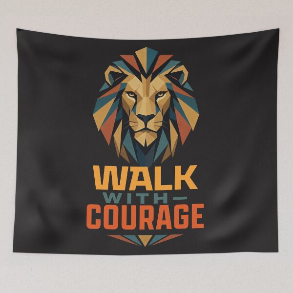 Item preview, Geometric Walk With Courage Lion Poly Art Motivational Quote designed and sold by Bennie Singh.