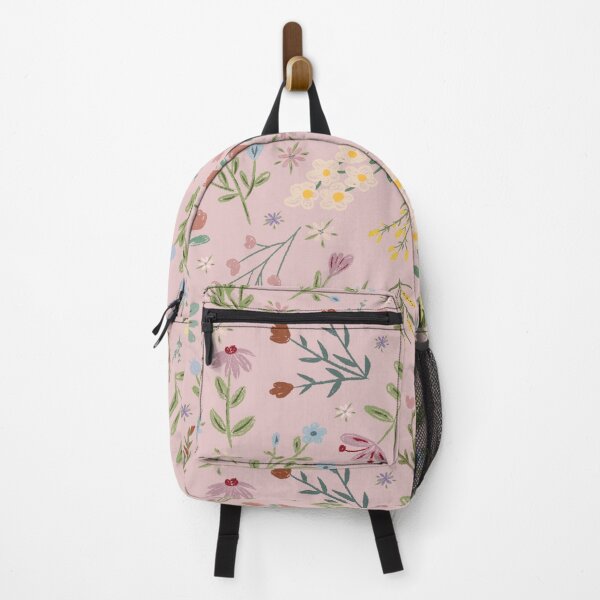 Item preview, Hand Drawn Cottage Garden Flowers on Pale Red designed and sold by KSimpson838.