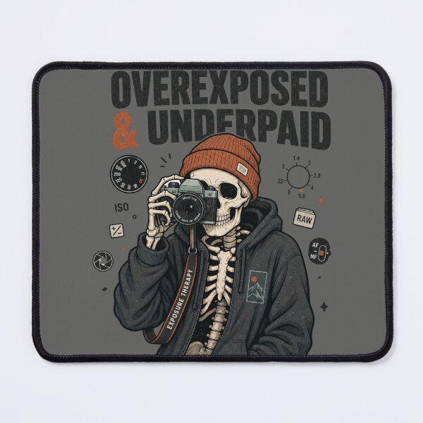 Item preview, Overexposed And Underpaid Shirt, Comfort Colors® Skeleton Camera Tee, Funny Halloween Photographer Graphic designed and sold by TshirtsLabs.