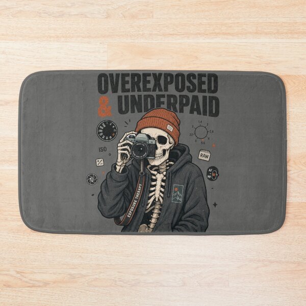 Item preview, Overexposed And Underpaid Shirt, Comfort Colors® Skeleton Camera Tee, Funny Halloween Photographer Graphic designed and sold by TshirtsLabs.