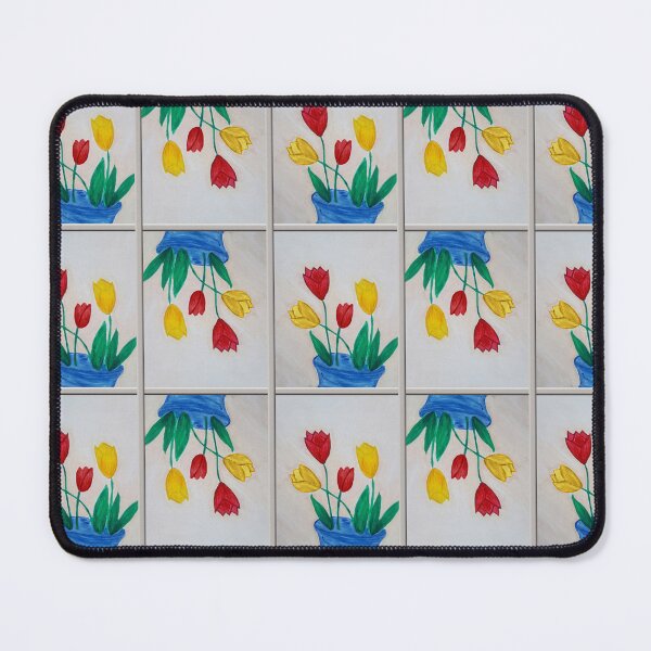 Item preview, Painted Spring Tulips Blue Vase Floral Grid designed and sold by VintageStyle.
