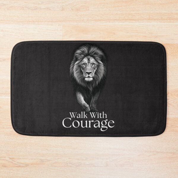 Item preview, Black and White Walk With Courage Lion Motivational Quote designed and sold by Bennie Singh.