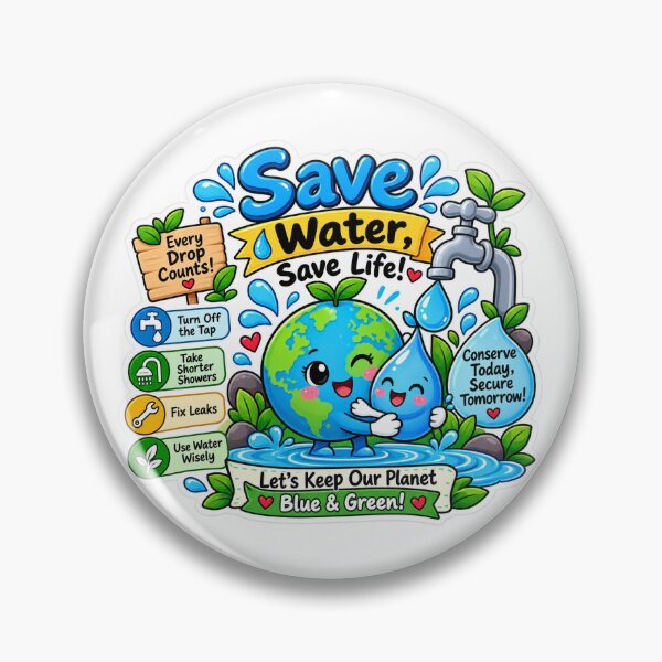 Item preview, Save Water Save Life – Every Drop Counts Cute Water Conservation Sticker designed and sold by vinothmech53.