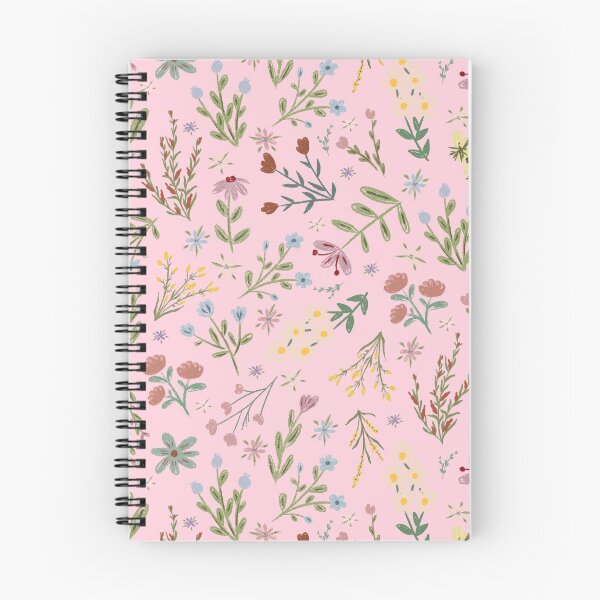 Item preview, Hand Drawn Cottage Garden Flowers on Light Pink designed and sold by KSimpson838.