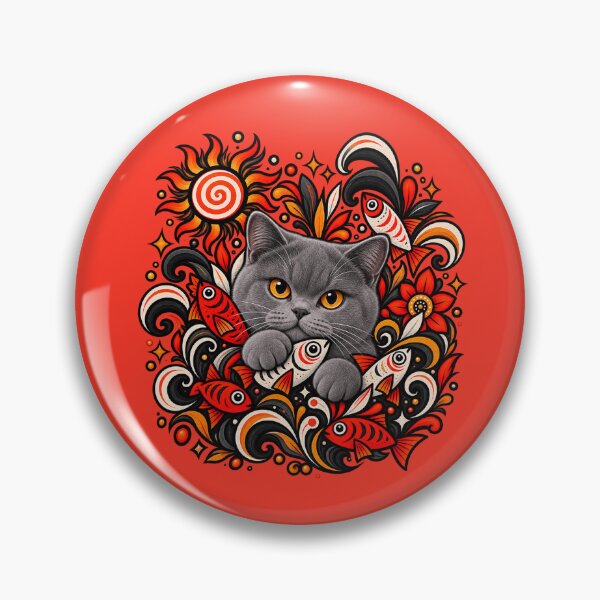Item preview, British Shorthair Floral Art - Fish & Swirls Decor designed and sold by PixelsPaws.