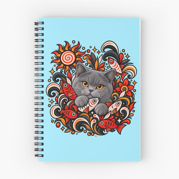 Item preview, British Shorthair Floral Art - Fish & Swirls Decor designed and sold by PixelsPaws.
