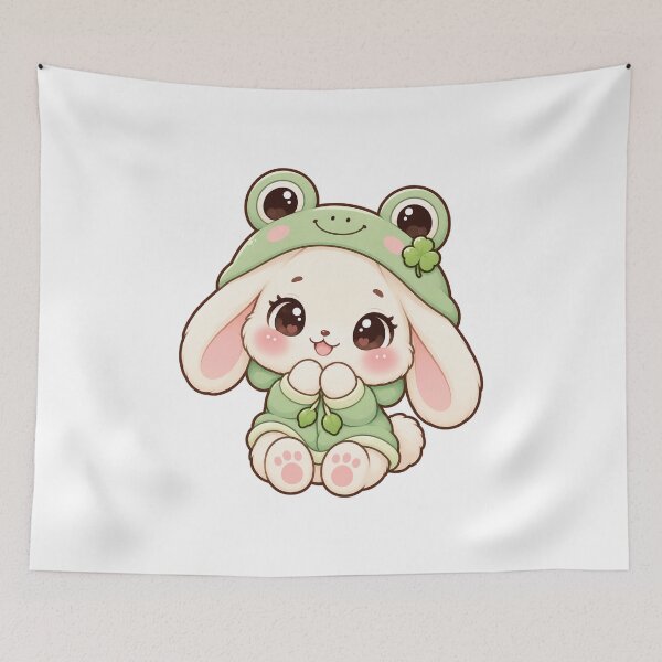 Item preview, Kawaii Bunny Wearing a Frog Hood designed and sold by Krys-Designs.