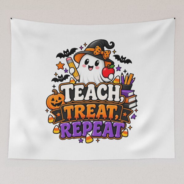 Item preview, Teach Treat Repeat – Cute Halloween Ghost Teacher Design designed and sold by Gallery-yuuna .