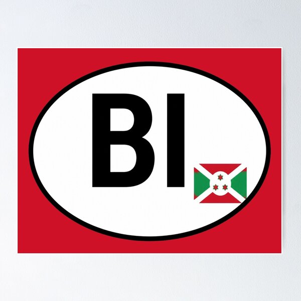 Item preview, Burundi BI Oval Country Code Sticker designed and sold by The Digital Compass.