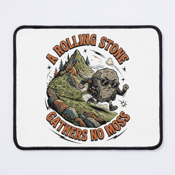 Item preview, A Rolling Stone Gathers No Moss Funny Rocker Biker Rock Design Graphic Tee designed and sold by Nubian Style.