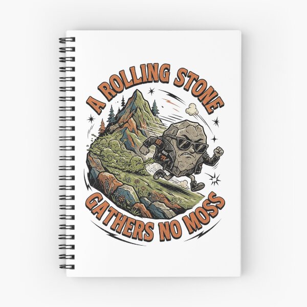 Item preview, A Rolling Stone Gathers No Moss Funny Rocker Biker Rock Design Graphic Tee designed and sold by Nubian Style.