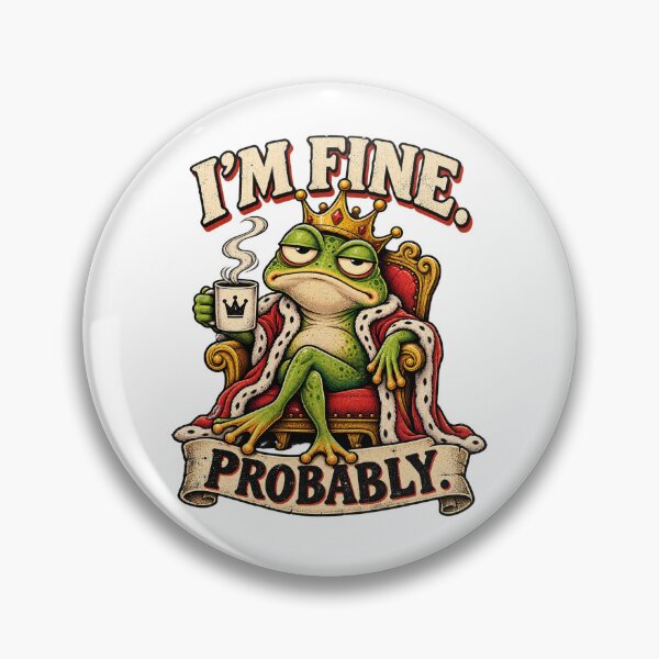 Item preview, I’m Fine Probably – Sarcastic Frog Coffee Retro T-Shirt designed and sold by Ciuline.
