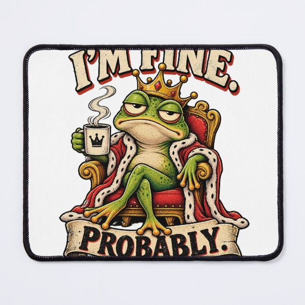Item preview, I’m Fine Probably – Sarcastic Frog Coffee Retro T-Shirt designed and sold by Ciuline.