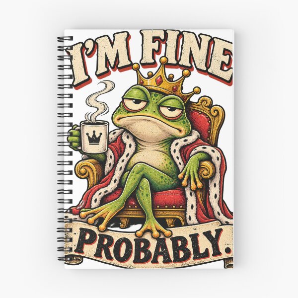 Item preview, I’m Fine Probably – Sarcastic Frog Coffee Retro T-Shirt designed and sold by Ciuline.