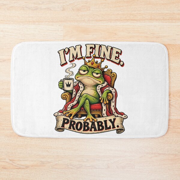 Item preview, I’m Fine Probably – Sarcastic Frog Coffee Retro T-Shirt designed and sold by Ciuline.