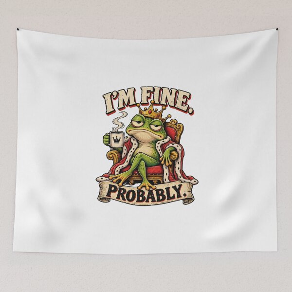 Item preview, I’m Fine Probably – Sarcastic Frog Coffee Retro T-Shirt designed and sold by Ciuline.