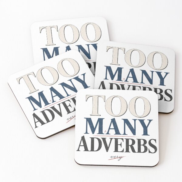Item preview, Too Many Adverbs – Funny Minimal Writer Shirt designed and sold by Golden Era Studio.