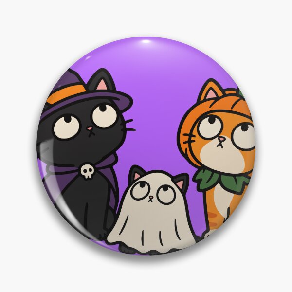 Item preview, Halloween Cat Trio – Black Witch Cat, Ghost Cat and Pumpkin Cat designed and sold by MewMade.