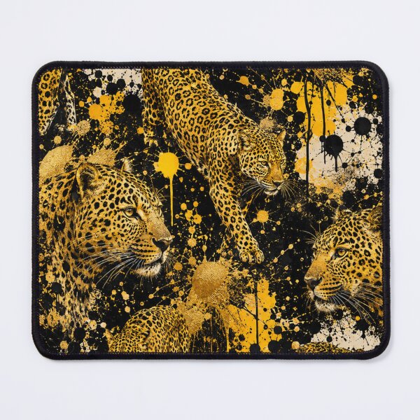Item preview, Prowling Leopard and Gold Splatter Mixed Media Art designed and sold by THE SPLATTERED HAUS BY SAGE BANKS.
