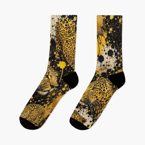 Item preview, Prowling Leopard and Gold Splatter Mixed Media Art designed and sold by THE SPLATTERED HAUS BY SAGE BANKS.