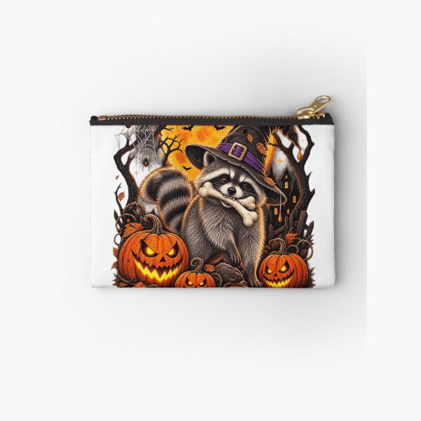 Item preview, Not Scary Just Vibey Funny Raccoon Witch Pumpkins designed and sold by WearTheVibe Store.