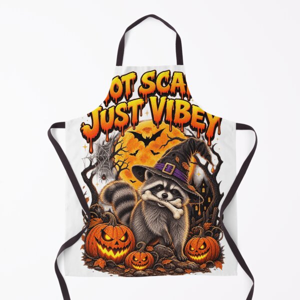 Item preview, Not Scary Just Vibey Funny Raccoon Witch Pumpkins designed and sold by WearTheVibe Store.