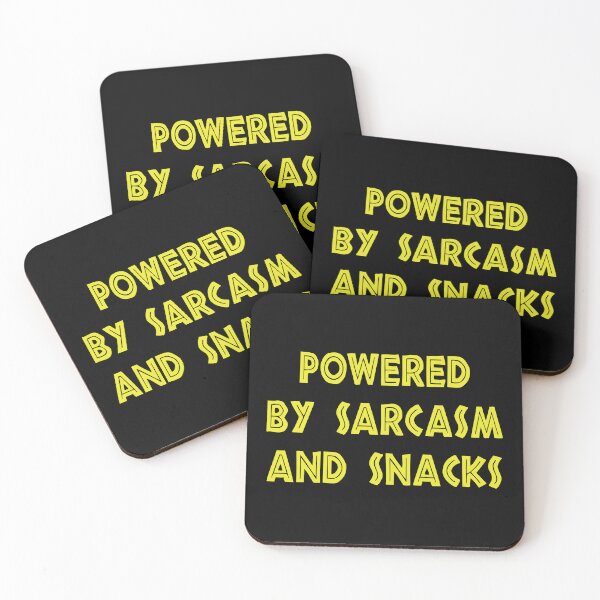 Item preview, Powered By Sarcasm And Snacks, funny sayings gift designed and sold by CloudyPress.