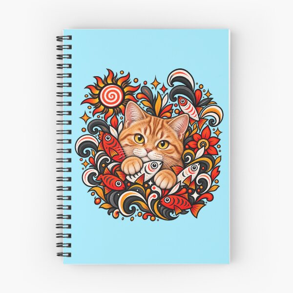 Item preview, Orange Tabby Cat Floral Art - Fish & Swirls Decor designed and sold by PixelsPaws.