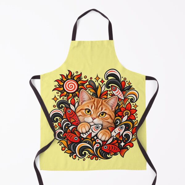 Item preview, Orange Tabby Cat Floral Art - Fish & Swirls Decor designed and sold by PixelsPaws.